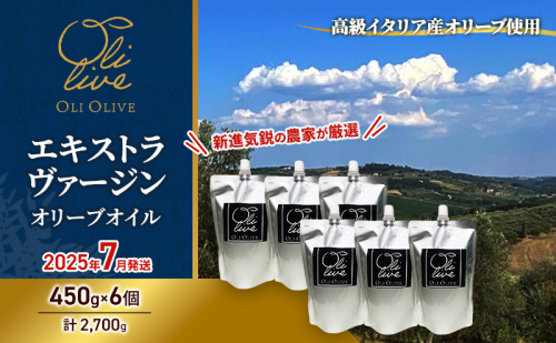 高級イタリア産 エキストラ・ヴァージン・オリーブオイル 450g×6個【2025年7月中旬より順次発送】調味料 油 オリーブ油 食用油 静岡県 袋井市 2136136 - 静岡県袋井市