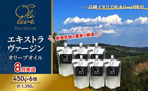 高級イタリア産 エキストラ・ヴァージン・オリーブオイル 450g×6個【2026年8月中旬より順次発送】調味料 油 オリーブ油 食用油 静岡県 袋井市 2136137 - 静岡県袋井市
