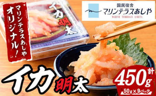 マリンテラスあしやのイカ明太(計450g・50g×9P) 明太 明太子 めんたい めんたいこ 海鮮 魚介 魚卵 いか イカ いかめんたい いか明太 セット 福岡 名物 おかず おつまみ 晩酌 冷凍【マリンテラスあしや】as13-008 2137777 - 福岡県芦屋町