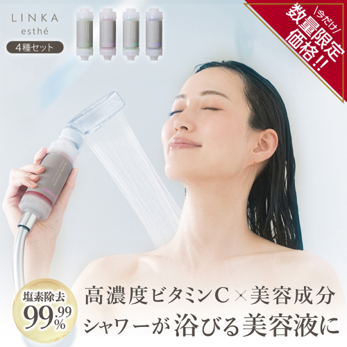 ＼ 数量限定価格！ ／ LINKA esthé アロマエッセンス ビタミンシャワーフィルター（4種セット） リンカ LINKA 美容 美容機器 シャワー お風呂 美容液 シャワーヘッド バスタイム 浄水器 リラックス アロマ [EV22-NT] 2138463 - 茨城県つくばみらい市