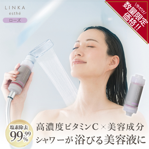 ＼ 数量限定価格！ ／ LINKA esthé アロマエッセンス ビタミンシャワーフィルター（ローズ） リンカ LINKA 美容 美容機器 シャワー お風呂 美容液 シャワーヘッド バスタイム 浄水器 リラックス アロマ [EV23-NT] 2138481 - 茨城県つくばみらい市