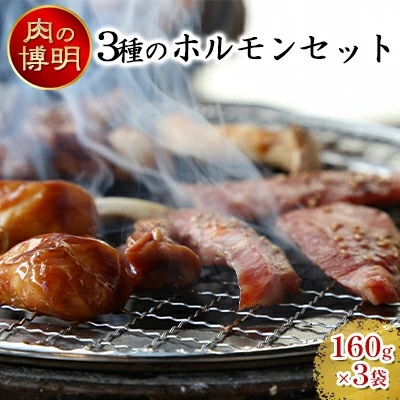 【ヤキニクストック】3種のホルモンセット 160g×3袋【肉の博明】【焼肉セット】【国産】 2138580 - 青森県田子町