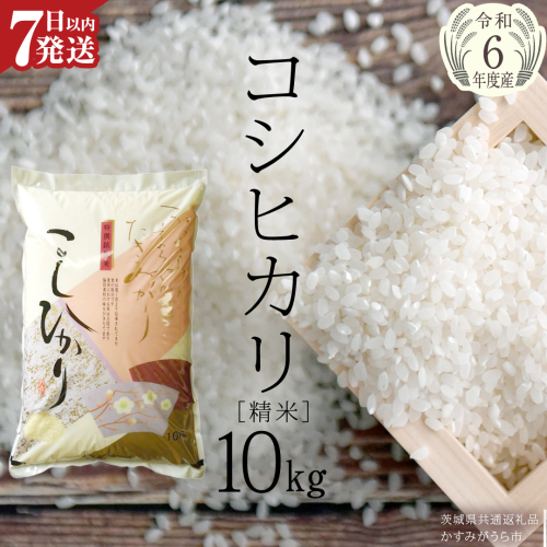 生活応援価格！【令和6年産】 コシヒカリ 精米 10kg ( 10kg × 1袋 ) (茨城県共通返礼品 かすみがうら市) 米 ごはん もっちり 甘い コメ お米 白米 銘柄米 [EX009sa] 2138641 - 茨城県桜川市