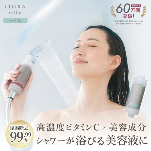 LINKA esthé アロマエッセンス ビタミンシャワーフィルター（ライム） リンカ LINKA 美容 美容機器 シャワー お風呂 美容液 シャワーヘッド バスタイム 浄水器 リラックス アロマ [EV25-NT] 2138726 - 茨城県つくばみらい市