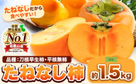 たねなし柿（刀根早生柿・平核無柿）約1.5kg《2025年9月中旬-11月上旬頃出荷(土日祝除く)》 和歌山県 岩出市 種なし柿 柿 果物 フルーツ 2L～Mサイズ カキ