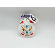 丹後ちりめん 祭巾着（きつね） サイズ：約17cm×13cm