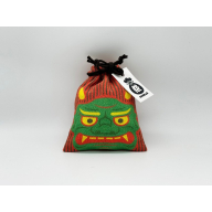 丹後ちりめん 祭巾着（おに） サイズ：約17cm×13cm