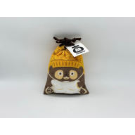 丹後ちりめん 祭巾着（たぬき） サイズ：約17cm×13cm