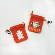 丹後ちりめん 祭巾着（だるま） サイズ：約17cm×13cm