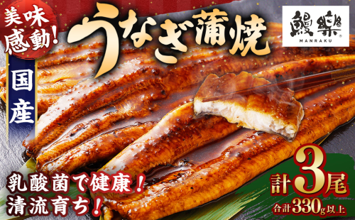 極上鰻！うまい！＜国産 うなぎ蒲焼 3尾 計330g以上＞ふるさと納税 うなぎ 高級 長蒲焼 鰻 夏バテ防止 ウナギ 鰻 かば焼き 蒲焼き 丑の日 タレ 宮崎県産 国産 九州産 宮崎県 高鍋町 送料無料 2143670 - 宮崎県高鍋町