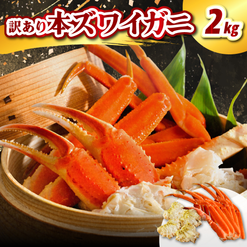 訳アリ本ズワイガニ（2kg）【er021-009】蟹 かに カニ脚 足 ボイル 茹で わけあり 規格外 不揃い 魚介 魚介類 海鮮 海の幸 海産物 冷凍 お取り寄せ 送料無料 北海道 えりも町 2145082 - 北海道えりも町