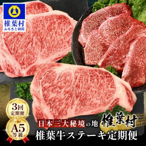 【 定期便 全3回 】 月に1回のお楽しみ！ 椎葉牛ステーキ定期便 総重量 1,080g 【 日本三大秘境 椎葉村 育ちの黒毛和牛 】TK-102 2145570 - 宮崎県椎葉村