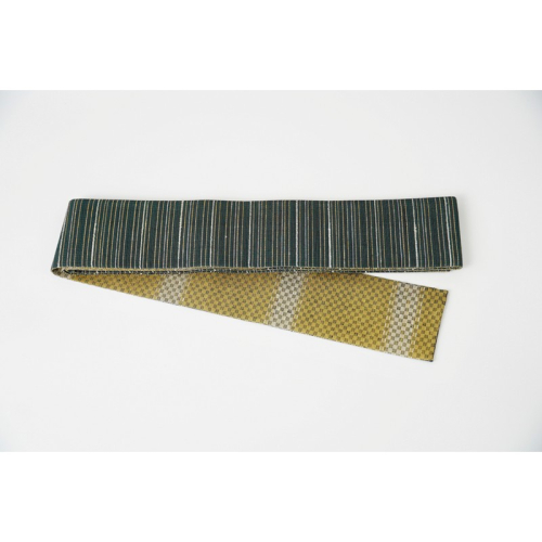 ＜丹後の藤布　遊絲舎＞角帯　藤霞文（緑）*リバーシブル幅約10.2cm×長さ約420cm
 2146475 - 京都府京丹後市