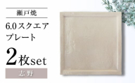 [瀬戸焼]6.0スクエアプレート 志野 2枚セット[ヤマハツクリタ株式会社] [BBDV018]