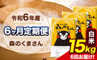 令和6年産 森のくまさん 【6ヶ月定期便】 白米 《お申し込み月の翌月から出荷開始》 15kg (5kg×3袋) 計6回お届け 熊本県産 単一原料米 森くま 熊本県 玉東町