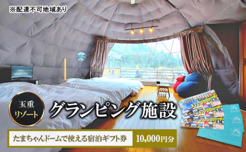 玉重リゾート グランピング施設 たまちゃんドームで使える宿泊ギフト券 10,000円分 宿泊 宿泊券 広島 安芸高田市 2151991 - 広島県安芸高田市