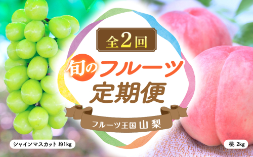 【2025年分発送】旬のフルーツ定期便（2種）定期便 定期 フルーツ定期便 くだもの定期便 先行予約 先行 予約 山梨県産 産地直送 フルーツ 果物 くだもの ぶどう ブドウ 葡萄 シャイン シャインマスカット 桃 モモ 新鮮 人気 おすすめ 国産 山梨 甲斐市 贈答 ギフト お取り寄せ 朝どれ AV-37 2152033 - 山梨県甲斐市
