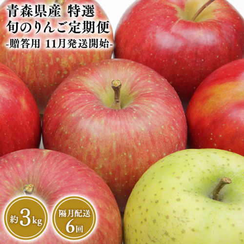 【11月発送開始】隔月配送　定期便６回　特選　甚八りんご　３kg　【青森県 平川市 マルジンサンアップル】1月 3月 5月 7月 9月 11月贈答用 青森 青森県産 平川 りんご リンゴ 林檎 くだもの 果物 フルーツ 2153411 - 青森県平川市