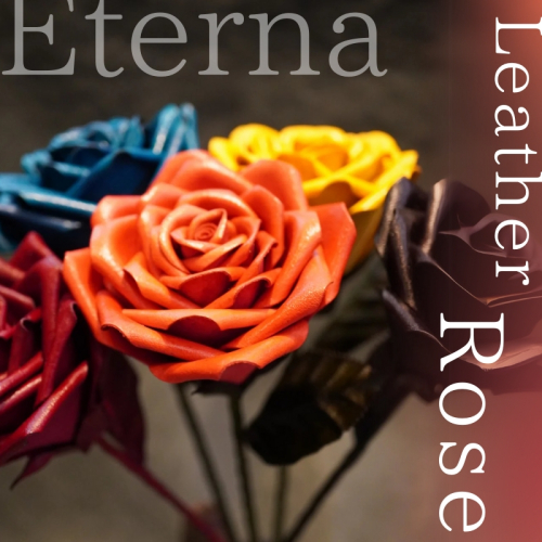 《選べる５色》Eterna -Leather Rose- ／ 国産 革 レザー ローズ バラ 造花 アートフラワー 小物 インテリア 記念日 プレゼント 奈良県 葛城市 2153496 - 奈良県葛城市