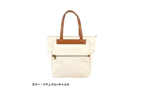 レディース 国産 キャンバストートバッグ 7M2-1143(ナチュラル×キャメル) 2155022 - 三重県名張市