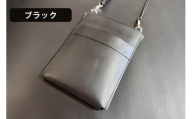 [メッセージスマホポーチ3] ブラック｜スマホポーチ スマホ スマートフォン 鞄 バッグ ポーチ 名入れ ヌメ革 パスケース キーリング [0897]