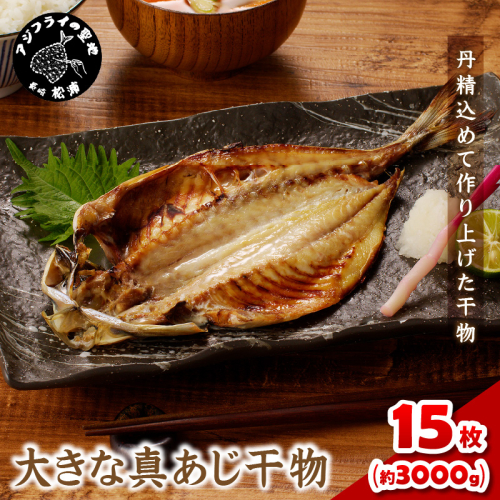 大きな真あじ干物 1枚200g×15(約3000g) ( アジ 特大真あじ 干物 小分け )【C2-046】 2157326 - 長崎県松浦市