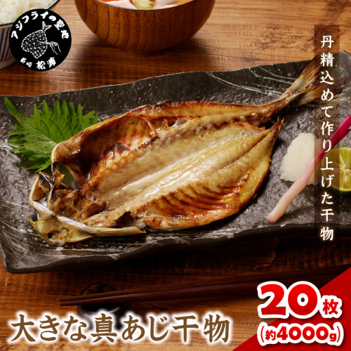大きな真あじ干物 1枚200g×20(約4000g) ( アジ 特大真あじ 干物 小分け )【C9-009】 2157328 - 長崎県松浦市