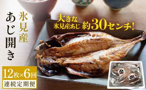 【連続6回定期便】【訳あり】あじの干物（約30cm）12枚  富山県 氷見市 アジ 魚 干物 開き 2158490 - 富山県氷見市