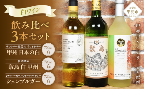 【甲斐市のワイナリーから3本厳選！】甲斐市産　白ワイン飲み比べ3本セット [山梨 ワイン 白ワイン 甘口 辛口 飲み比べ 山梨県 甲斐市 AD-74] 2158521 - 山梨県甲斐市