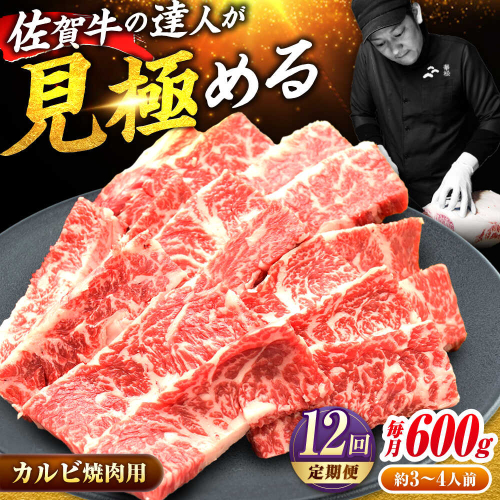 【全12回定期便】高評価!  佐賀牛 カルビ 600g 肉 牛 牛肉 吉野ヶ里町/ミートフーズ華松 [FAY104] 2158695 - 佐賀県吉野ヶ里町