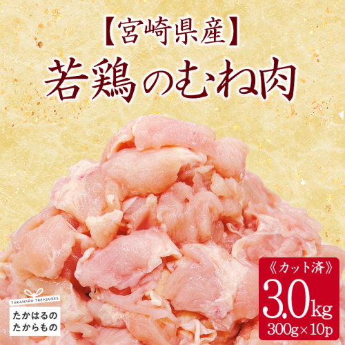 宮崎県産若鶏むね切身3.0kg(300g×10) TF0833-P00063 2160125 - 宮崎県高原町