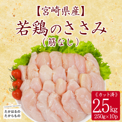 宮崎県産若鶏筋なしささみ2.5kg(250g×10)TF0839-P00063 2160244 - 宮崎県高原町