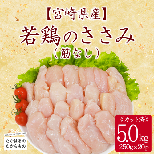宮崎県産若鶏筋なしささみ5.0kg(250g×20)TF0840-P00063 2160245 - 宮崎県高原町