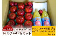 【25年11月～発送】りんご 味のぴかいちセット シナノスイート【特選】約3kg・ハイブリットりんごジュース 1L×2本）