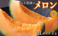 【先行予約】石下農園のメロン 赤肉 2Lサイズ 1玉 ｜ 果物 くだもの フルーツ メロン 国産 クインシーメロン 赤肉 赤肉メロン 大玉 旬 期間限定 季節限定 夏季限定 産地直送 栃木県 芳賀町※2025年8月上旬～8月中旬頃に順次発送予定※離島への配送不可