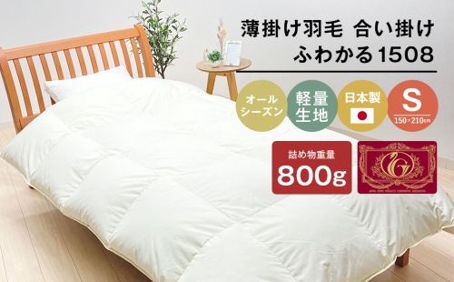 薄掛け羽毛 合い掛け 日本製 800g エクセルゴールド 軽量生地 ふわかる1508 2163462 - 兵庫県淡路市