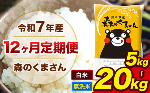 【12ヶ月定期便】米 無洗米 令和7年産 特A受賞品種 森のくまさん 送料無料 米 内容量 5kg 10kg 20kg 熊本県産(長洲町産含む) お米 《お申込み翌月から出荷》長洲町 ふるさとのうぜい 2164392 - 熊本県長洲町
