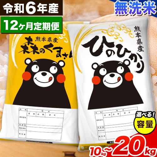 【12ヵ月定期便】米 令和6年産 無洗米 ひのひかり 森のくまさん 2種 食べ比べ 米 計10kg 計20kg 《お申込み月の翌月から出荷開始》 ヒノヒカリ お米 こめ 熊本県産 精米 森くま ブランド米 ご飯 2164753 - 熊本県御船町