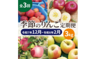 ＜発送月固定定期便＞青森りんご 訳あり 品種おまかせ 3kg 12月～2月全3回【4067593】