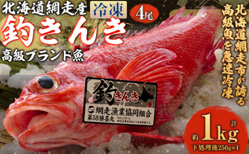 【網走産】高級ブランド釣きんき 4尾【冷凍】（2025年5月15日より順次発送） ABJ014 2167205 - 北海道網走市