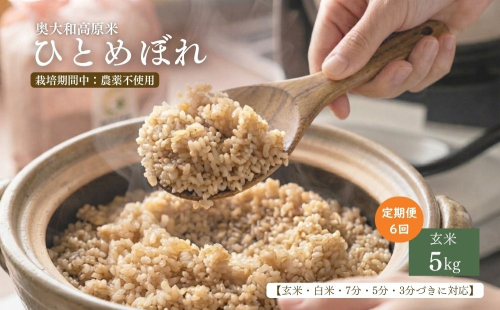 【定期便6回】【令和8年産】 ひとめぼれ 低農薬栽培 5kg ｜玄米・分づき・白米｜定期便6か月 / 低農薬 お米 こめ コメ 米 定期便 国産 おにぎり 新米 玄米 一等米 農家やまおか 奈良県 宇陀市 ふるさと納税 2167585 - 奈良県宇陀市