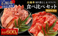 希少な特選石垣牛をご家庭で！！切り落とし焼き肉用とスライスの食べ比べ 合計600g &石垣牛 MARU秘伝の焼肉タレ100ml×1本 | 沖縄 石垣 特選 牛 切り落とし スライス 食べ比べ 焼き肉 しゃぶしゃぶ すき焼き タレ | IM-32