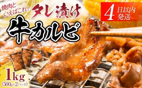 【４日以内発送】タレ漬け牛カルビ 大容量 1kg(500g×2) 【配送不可：離島】◆小分けパック 大容量 真空冷凍 カルビ にく ジューシー 牛肉 肉 焼肉 コスパ 牛丼 小分け 手軽 ランキング BBQ 味付き 数量限定 2168485 - 静岡県静岡市