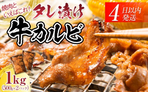 【４日以内発送】タレ漬け牛カルビ 大容量 1kg(500g×2) 【配送不可：離島】◆小分けパック 大容量 真空冷凍 カルビ にく ジューシー 牛肉 肉 焼肉 コスパ 牛丼 小分け 手軽 ランキング BBQ 味付き 数量限定 2168485 - 静岡県静岡市