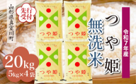 ＜令和7年産米先行受付＞ 真室川町産 特別栽培米 つや姫 【無洗米】20kg （5kg×4袋）＜配送時期指定可＞
