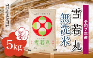 ＜令和7年産米先行受付＞ 真室川町産 雪若丸 【無洗米】5kg （5kg×1袋）＜配送時期指定可＞