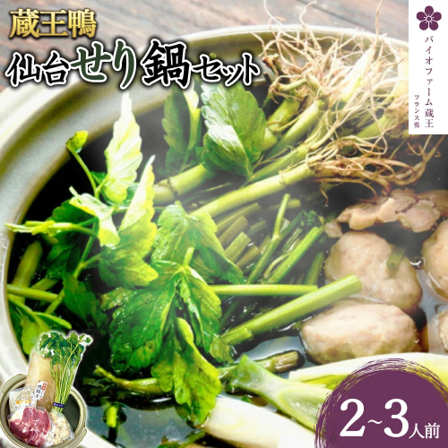 【先行予約】蔵王鴨 仙台せり鍋セット2～3人前（2025年10月発送開始予定）　【04301-0121】 鍋 せり鍋 鍋セット せり 鴨 簡単 本場 お取り寄せグルメ 蔵王 2168986 - 宮城県蔵王町
