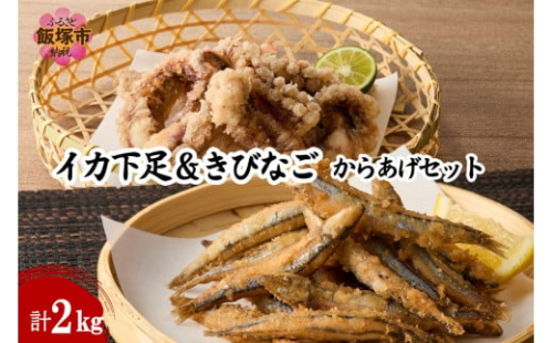 イカ下足唐揚げ&ピリ辛明太子漬けきびなごの唐揚げ 各1kg【C2-017】 2169281 - 福岡県飯塚市