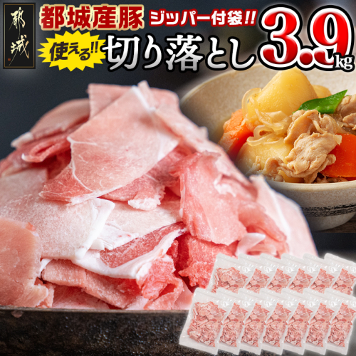 都城産豚切り落とし3.9キロ(ジッパー付袋入り)_MJ-1571 2169282 - 宮崎県都城市