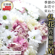 【 定期便 12回】季節の お花 で束ねた仏花【花瓶用】M 花 仏花 生花 お供え [CT156ci]
